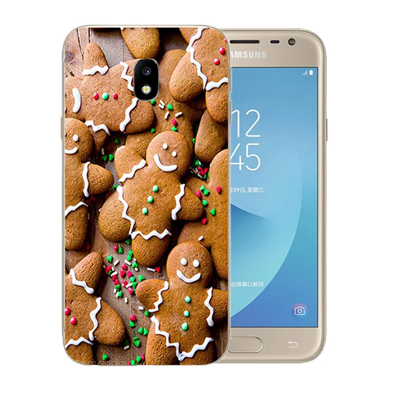 Чехол для Samsung J3 2017 силиконовый чехол J330F мягкий ТПУ с 3D принтом Веселый X'MAS узор