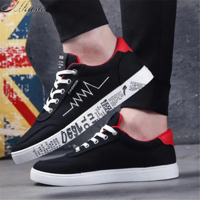 Mhysa 2019 New Spring Autumn Canvas Shoes Men Fashion Low top Black Comfort Light Lace up Sneakers Casual L016 | Обувь