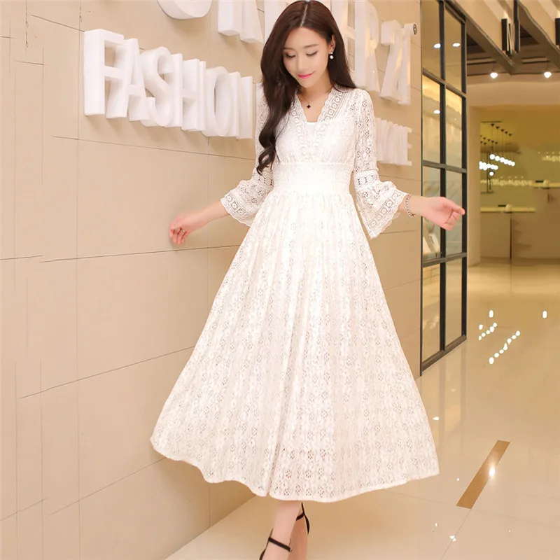 Женское длинное кружевное платье размера плюс офисное облегающее в Корейском