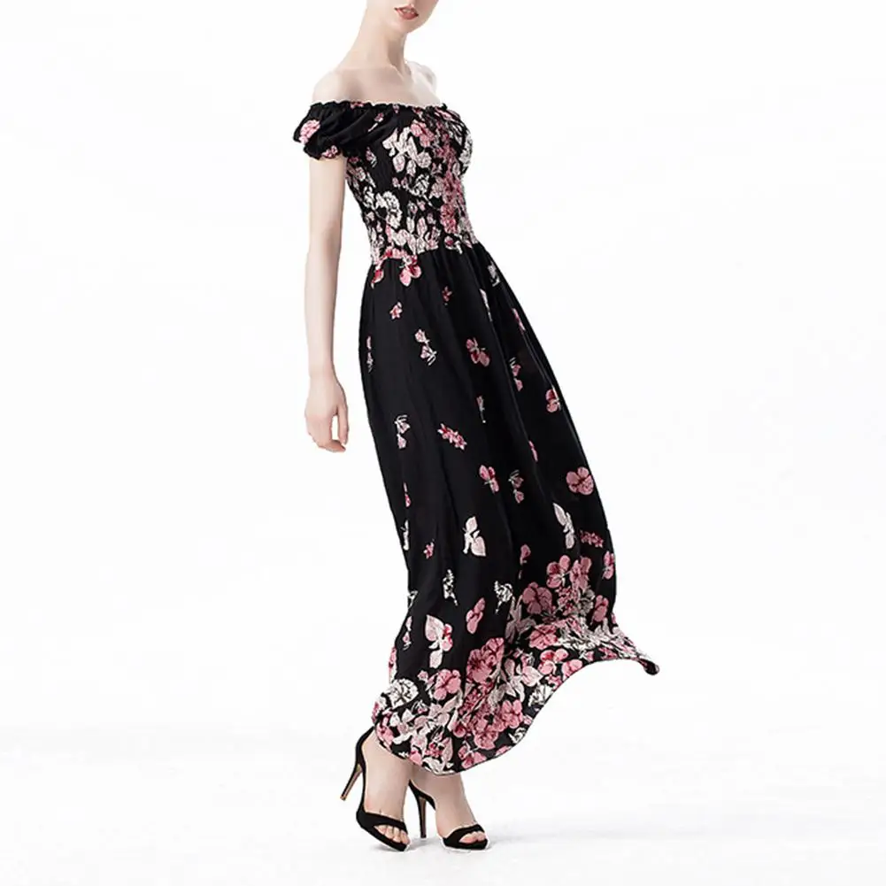 Женское платье-баллон Yfashion длинное платье с открытыми плечами и цветочным