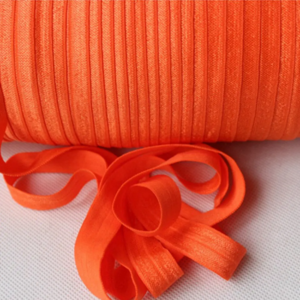 

T.R RIBBON #761 autumn orange 5/8" (15mm) FOE elastic, solid Fold Over Elastic FOE for Headbands 50yards and 100yards a lot