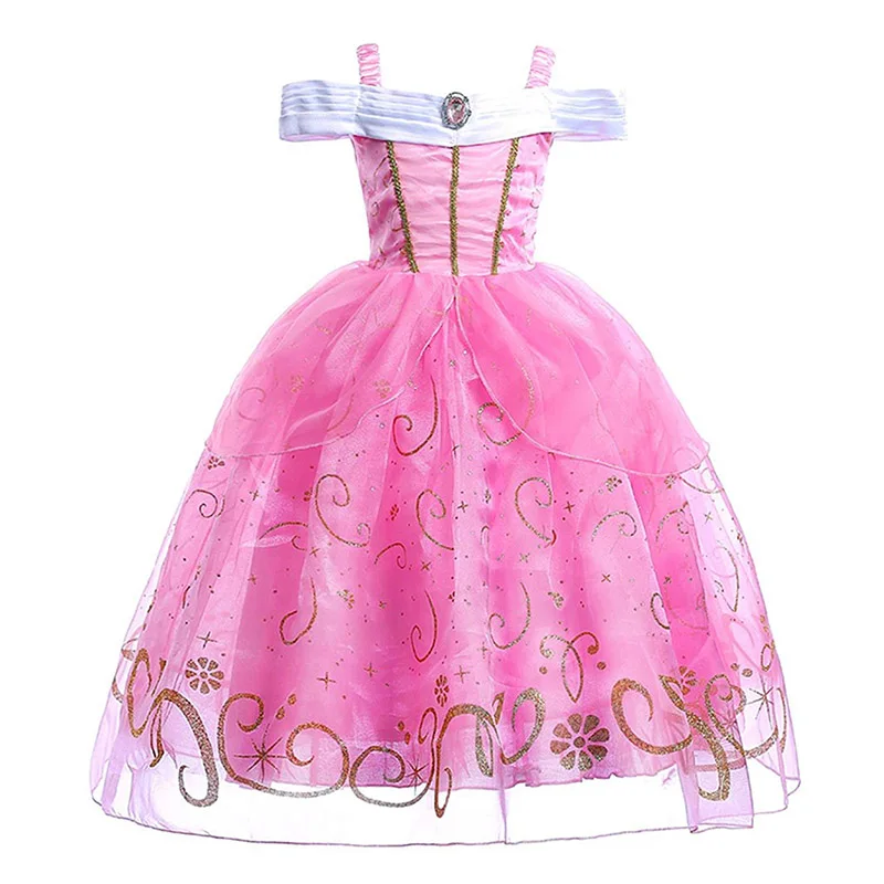 1 Aurora dress Детский праздничный костюм для девочек, платье принцессы Авроры, Ариэль, Эльза, Белль "Золушка" Жасмин София Платье Рапунцель платье, платье для дня рождения, нарядное Костюмы - Цвет: 1 Aurora dress