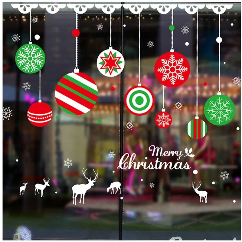 Съемный Xmas новогодние наклейки на окно белый снег Рождество стену Оленей