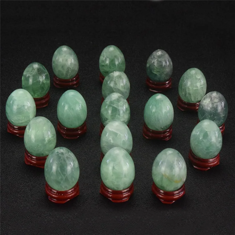 Нефритовое яйцо с подставкой 1 шт. натуральное зеленое флюоритовое для домашнего