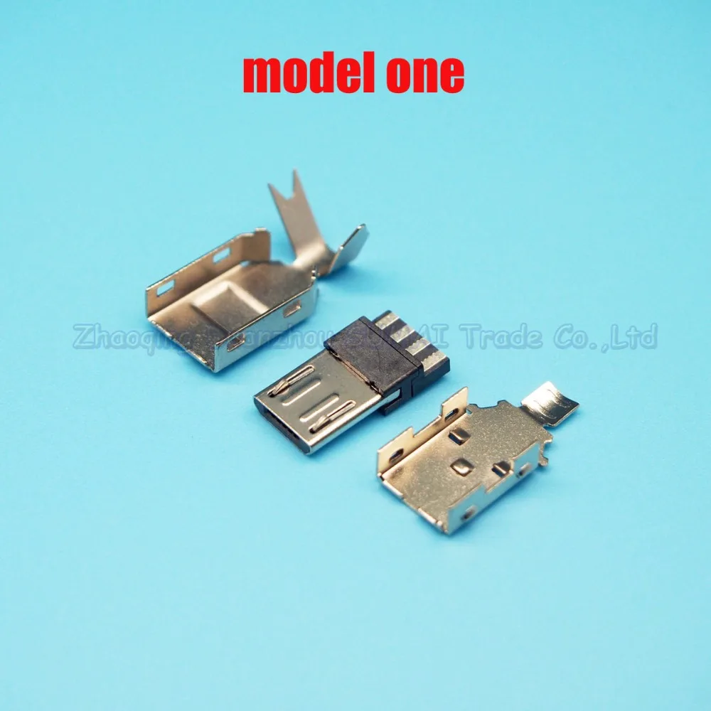 10 компл./лот 3 в 1 DIY Micro usb 5P штекер паяльный металлический корпус| |