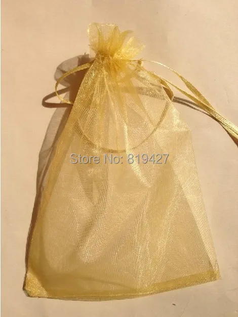 

Free Shipping Fashion 100pcs/lot Gold Organza Bag 20x30cm, Christamas/Wedding Drawable Organza Voile Gift Packaging Bags&Pouches