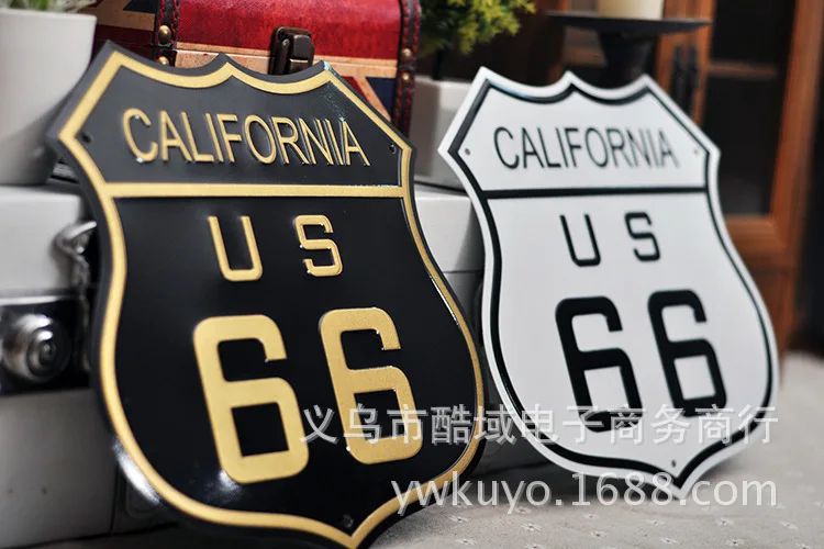 

Белый/черный, Калифорния, США. Route 66 zakka продуктовый металлический живописный Декор 24*24 см, pad printing shop, украшение для дома