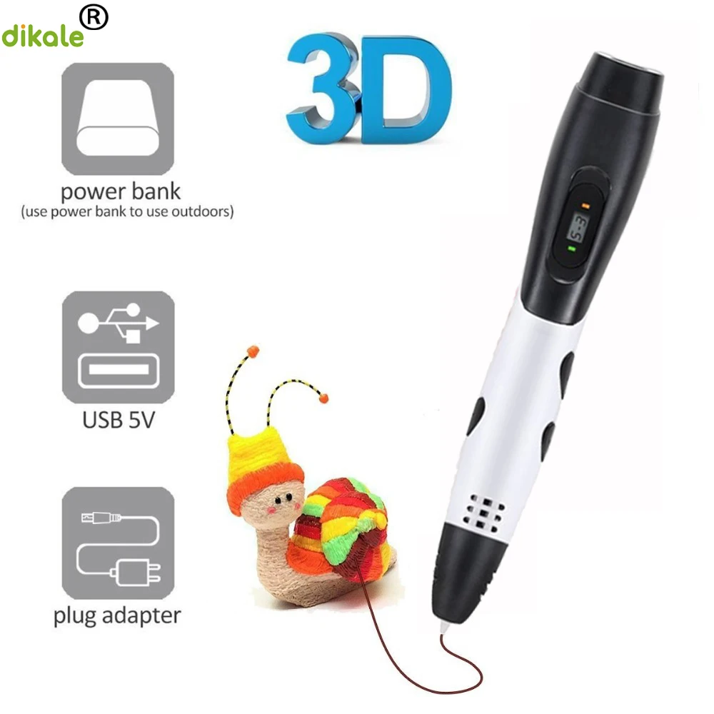 Dikale Смарт 3d принтер ручка для рисования 3D Ручка с 1 75 мм PLA нити печать ручки детей
