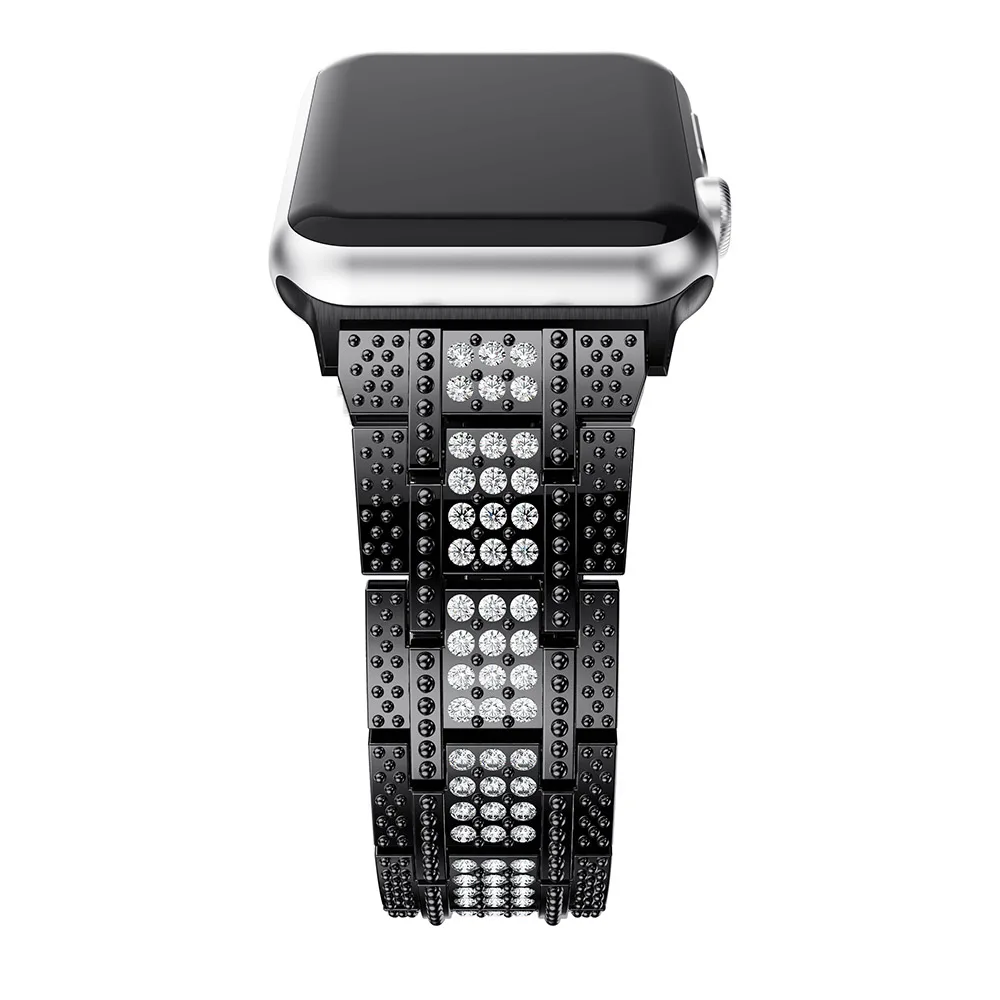 Ремешок из нержавеющей стали для Apple Watch 4 42/44 мм металлический браслет со стразами