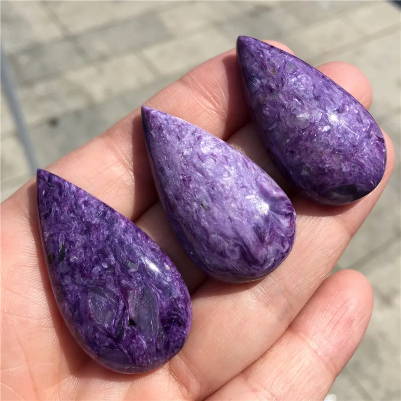 Красивый натуральный камень Charoite подвеска в форме капли гладкое ожерелье с