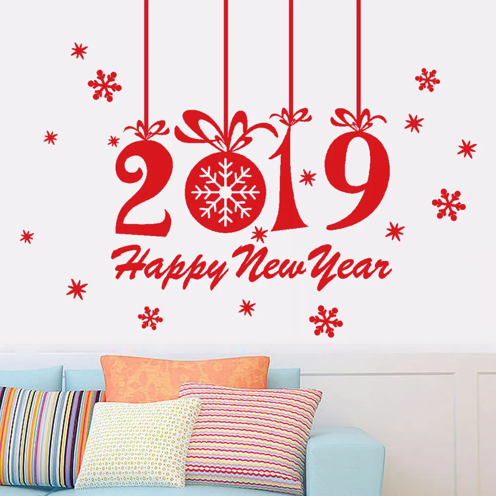 2019 Новый год Рождественские снежинки стикеры на стену дома витрин магазинов