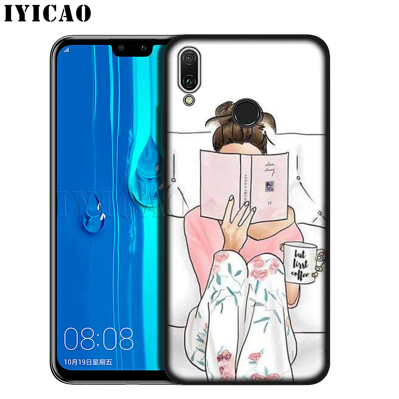 IYICAO ОК но сначала кофе книга Девушка Мягкий чехол для телефона Huawei Mate 30 20 10 Pro Nova 5I