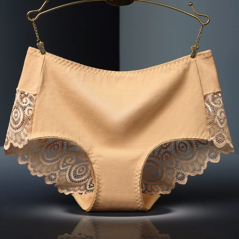 Трусики женские х/б со средней посадкой и кружевом|Женские трусики| |