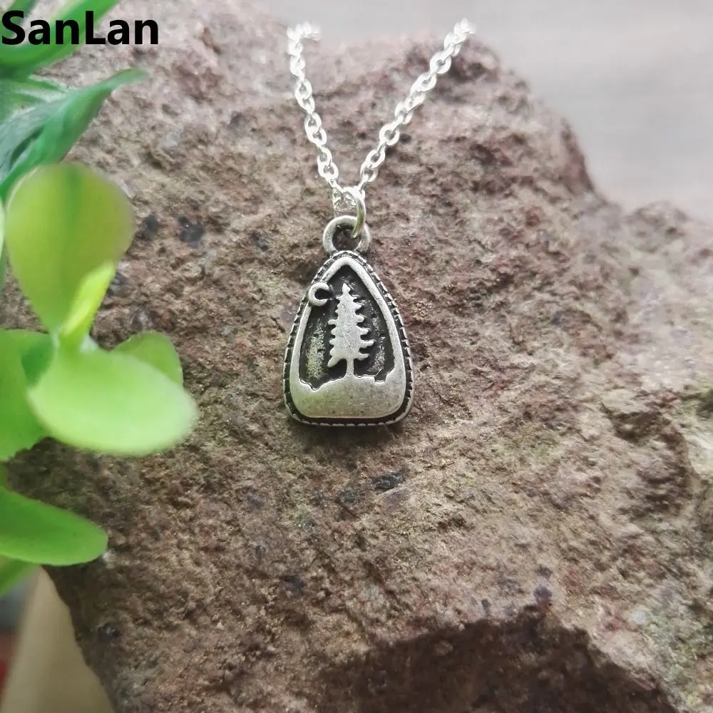 Кулон из сосны вечно зеленое дерево ожерелье полумесяц лесные деревья санлан|tree