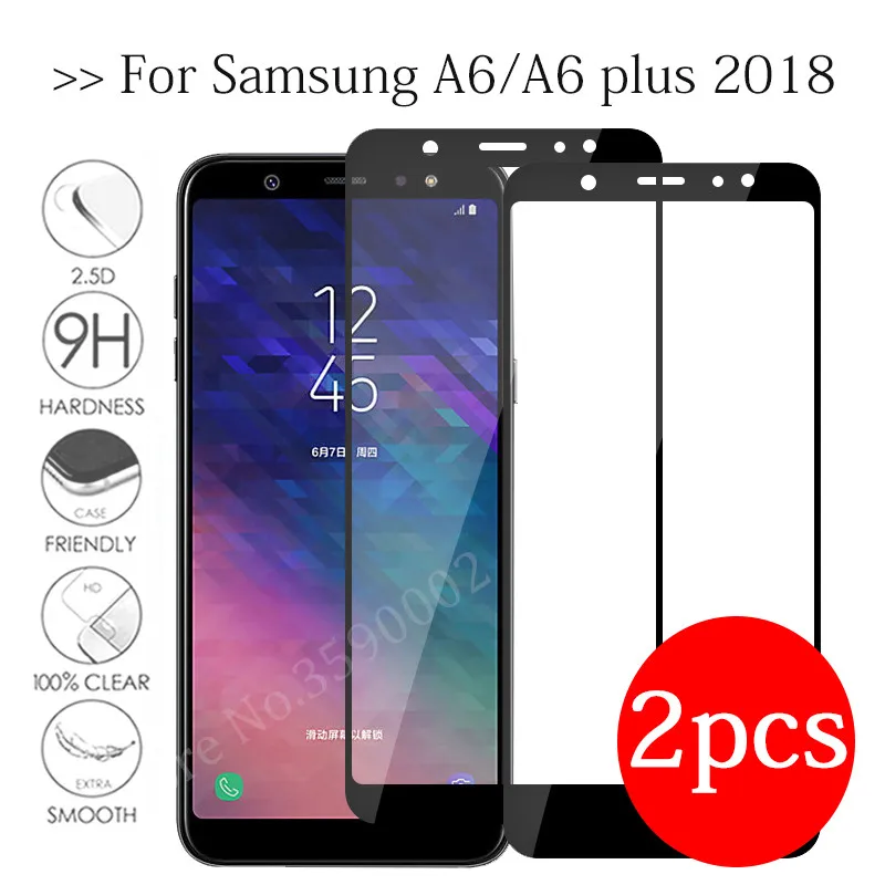 Закаленное стекло для samsung galaxy a6 plus 2018 2 шт. защита экрана на a 6 + a6plus 6a защитное