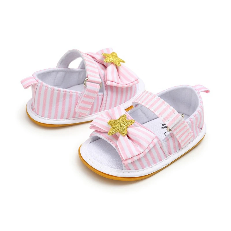 

Baby Girl Sandals Summer Star Baby Girl Shoes Cotton Canvas Striped Bow Baby Girl Sandals Newborn Baby Shoes Beach Sandals