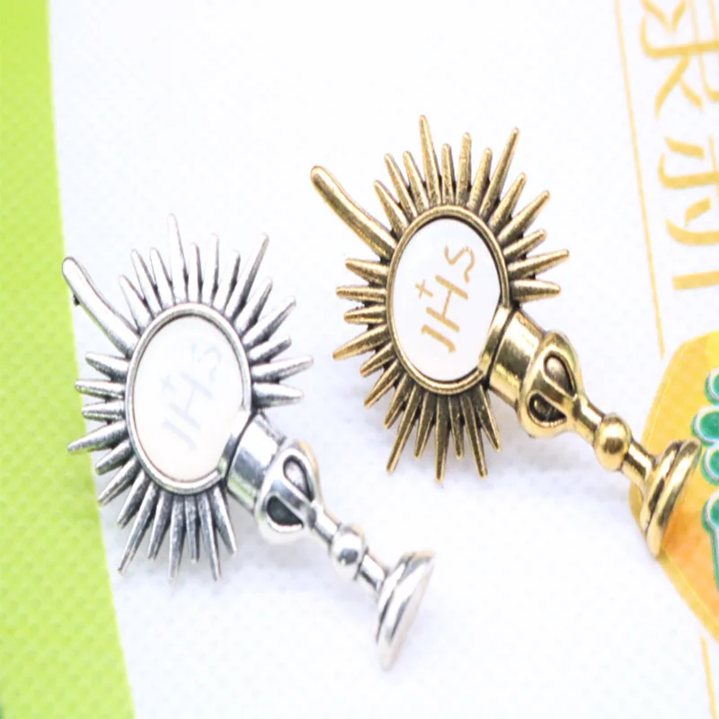 Женская Брошь в виде Святой чашки JHS брошь креста на чашку Золотая форме Иисуса