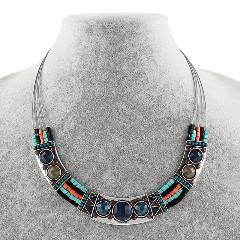 Бусы из смолы массивные ожерелья для женщин серебряная цепочка сплава