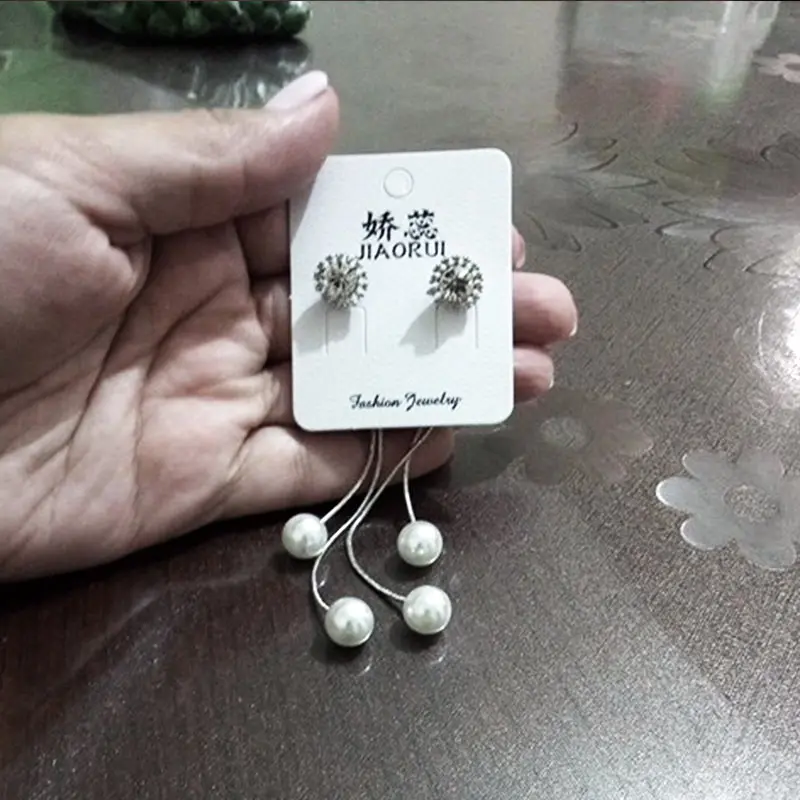 Модные хрустальные высококачественные Серебристые серьги с кисточками 1 пара