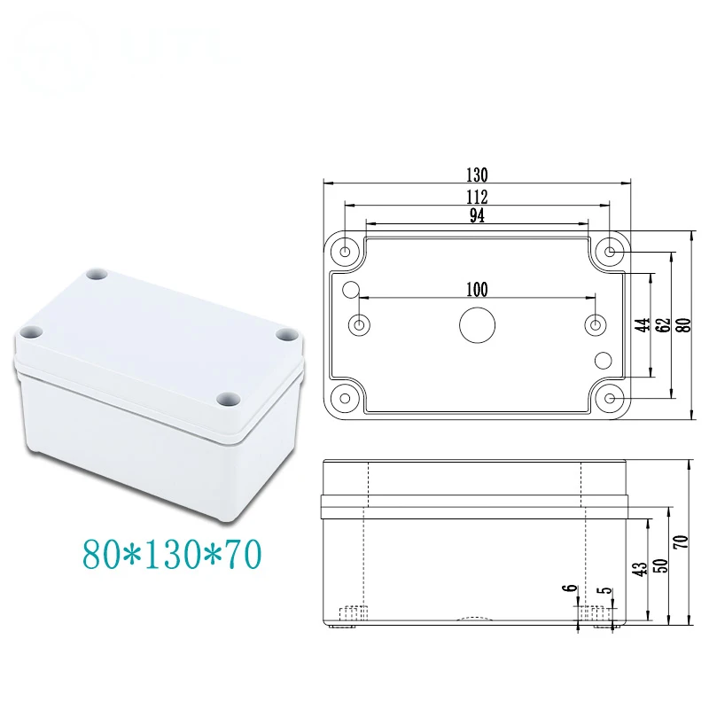 ABS Пластик IP67 Водонепроницаемый распределительная коробка DIY открытый распределительная коробка ответвительная коробка кабеля - Цвет: 80x130x70