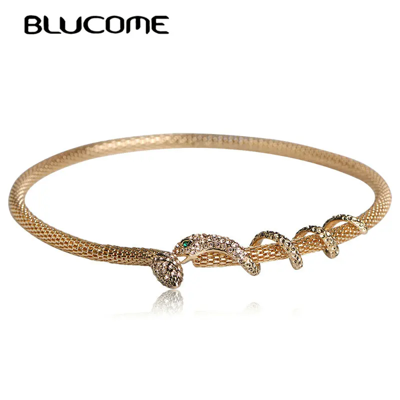 Blucome сексуальное женское колье в виде змеи золотого цвета металлические