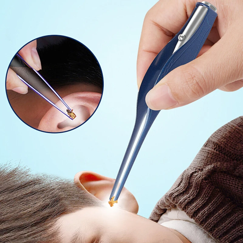 Ear Cleaner Tool LED Flashlight Earpick Wax Removal Tweezer Luminous Kids Curette Electric Cleaning Device New | Красота и здоровье