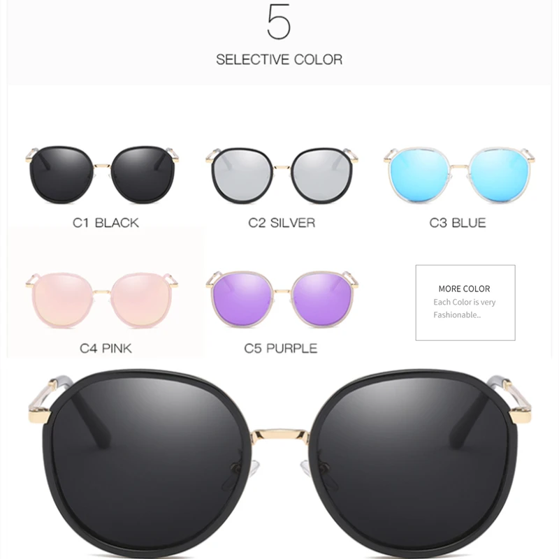 LEIDISEN Polarized Sunglass Women's style Fashion Dazzle Color Classic Metal Brand Designer UV400 Sun Glasses Vintage 0935