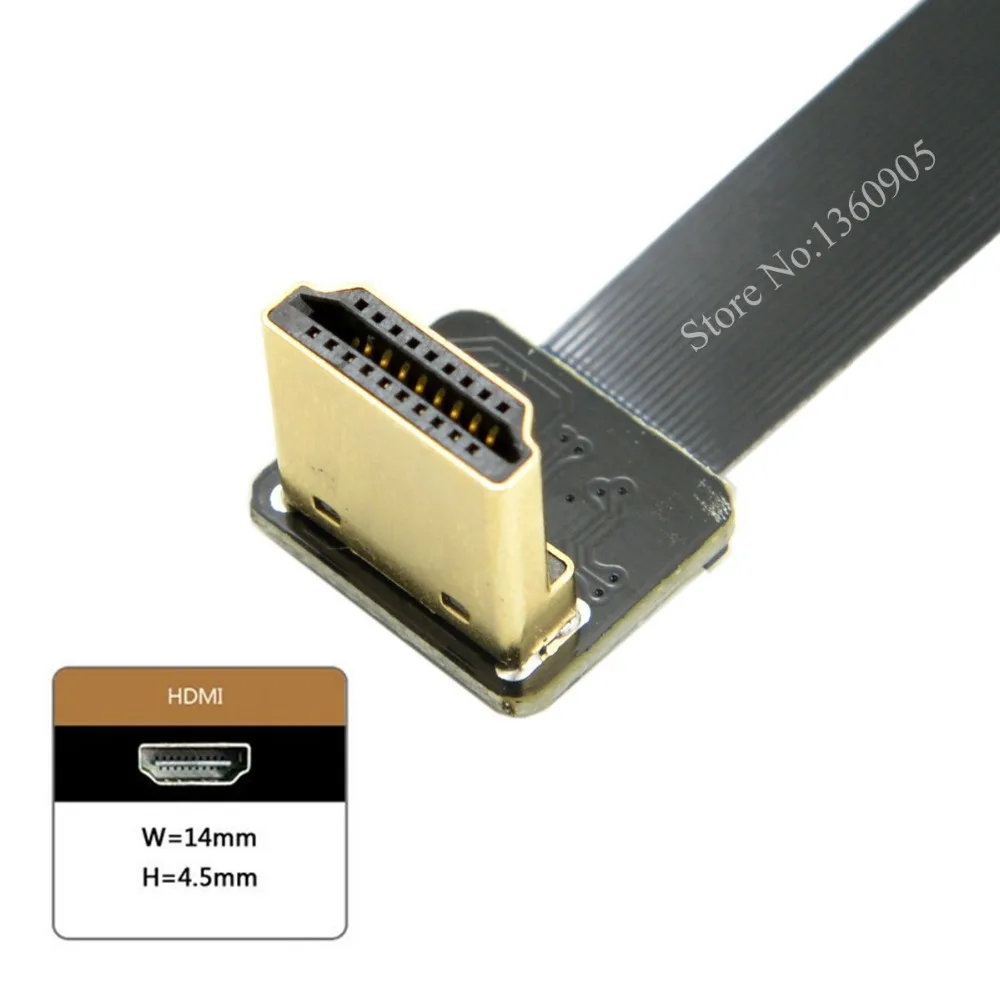 Плоский ленточный кабель 40 см/50 см/60 см мягкий гибкий HDMI со стандартным углом