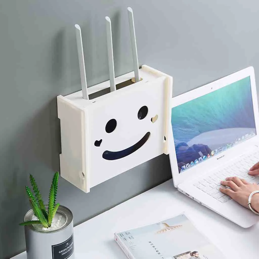 Wireless Wifi Router Storage Box Plastic Shelf Wall Bracket Cable Organizer Broadband home | Дом и сад
