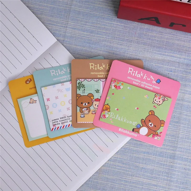 Rilakkuma Memo pad размещение сообщения клеевую Kawaii Стикеры бумага Papelaria клейкая для - Фото №1