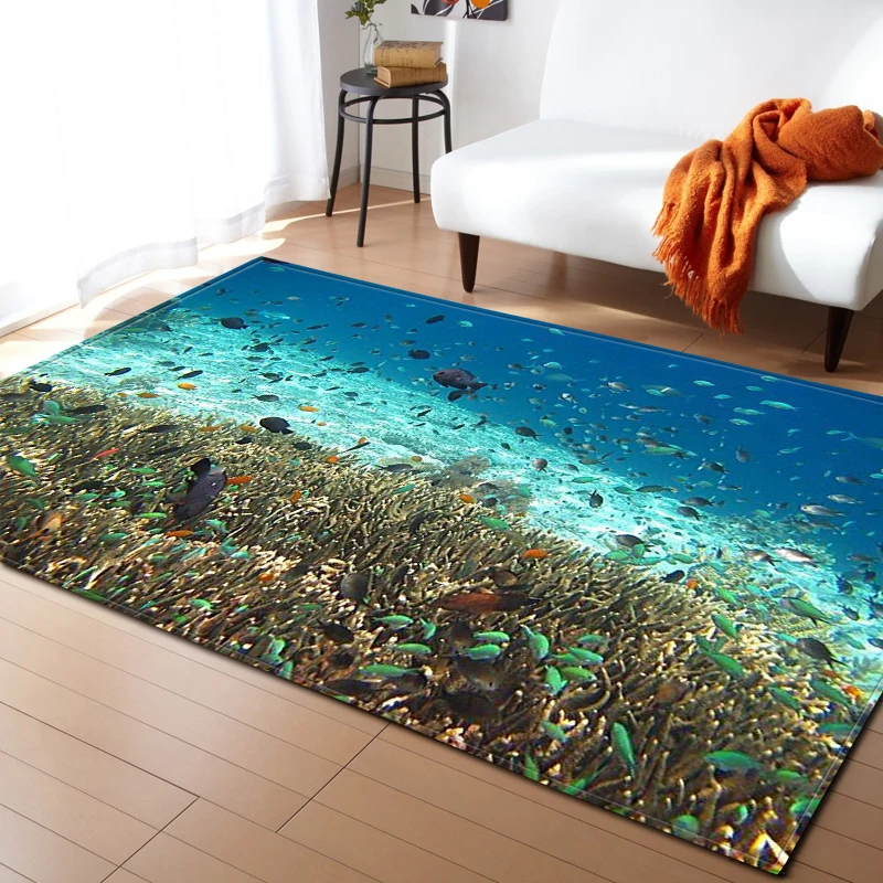 3D подводный коврик мир рыбы украшение для детской комнаты мягкие фланелевые