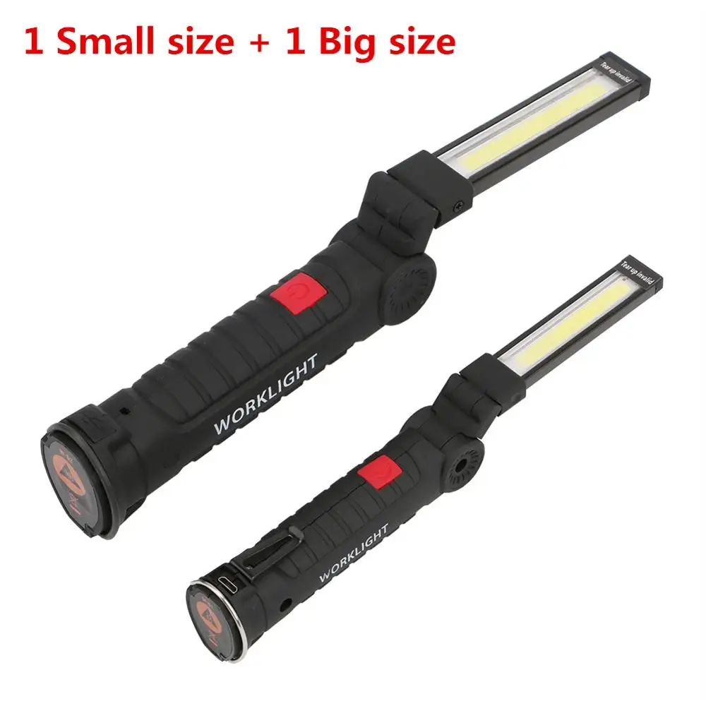 Sanyi Магнитный светодиодный светильник-вспышка USB Перезаряжаемый рабочий инспекционный светильник 5 режимов фонарь COB Lanterna подвесной фонарь с крюком С usb-кабелем - Испускаемый цвет: 1 Small 1 Big Size