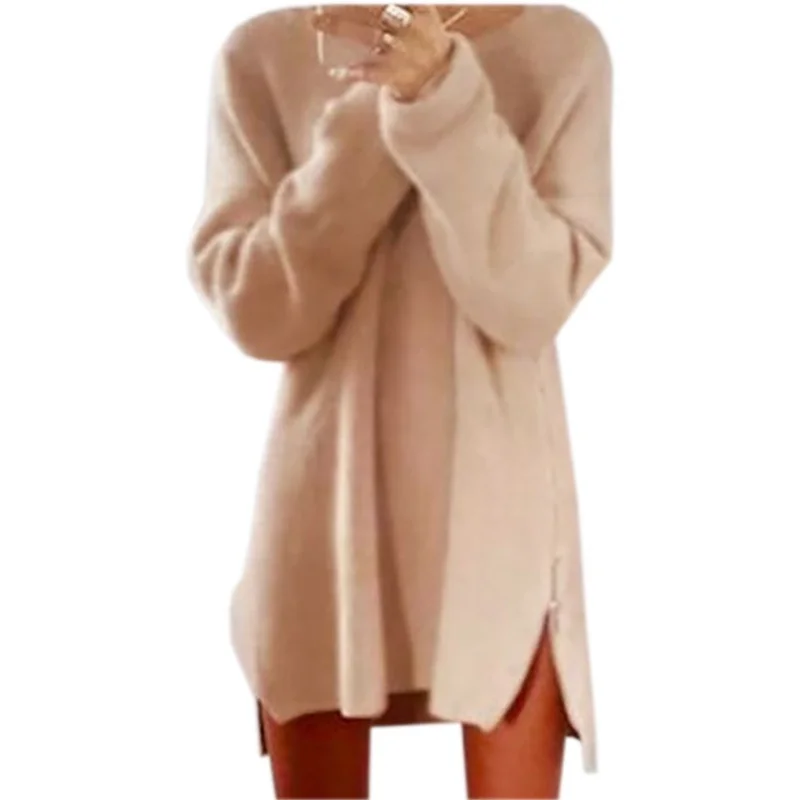 Новый женский свитер платья для зимы теплый 2018 длинный рукав пуловер