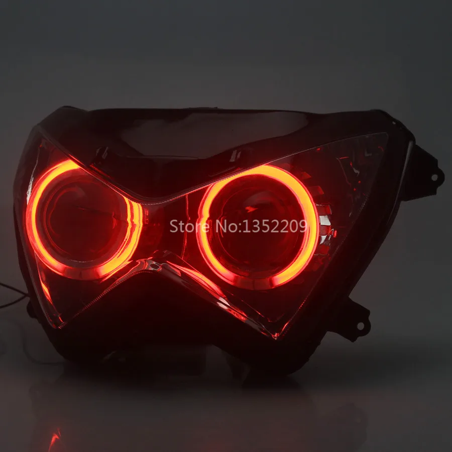 Красная фара ангельские глазки в сборе HID для Kawasaki Z800 2013 2016 Z300 Z250|assembly| |