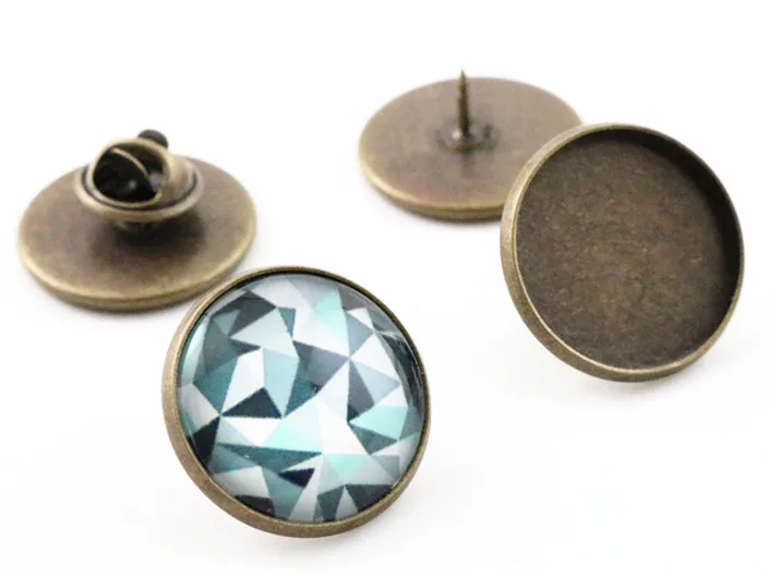 10pcs 20mm Inner Size Bronze Silver Plated Copper Material Brooch Cabochon Base Blank Cufflink Spacer Settings Tie Tack Pins | Украшения и
