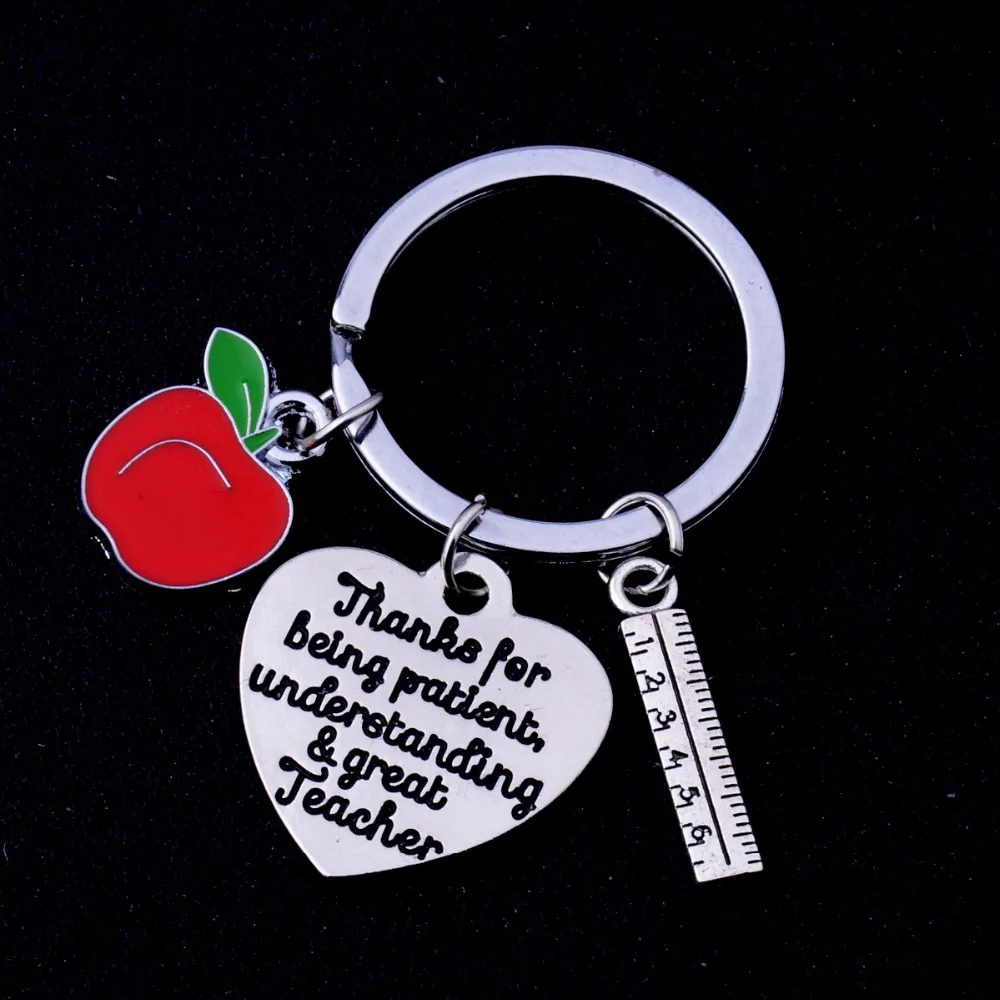 Брелок для учителей Apple Love Heart 12 шт./лот спасибо за терпеливое понимание и отличный