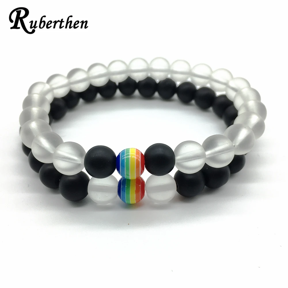 Высококачественный Браслет Ruberthen с радужными бусинами модный матовый браслет