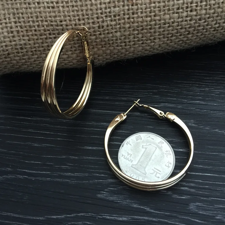 Три ряда больших круглых зажимов серьги не пирсинг клипсы для ушей кусация