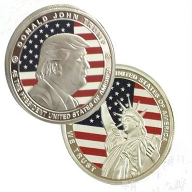 50 шт. новинка 2018 монеты на тему свободы Дональда Трампа посеребренный значок 40 мм