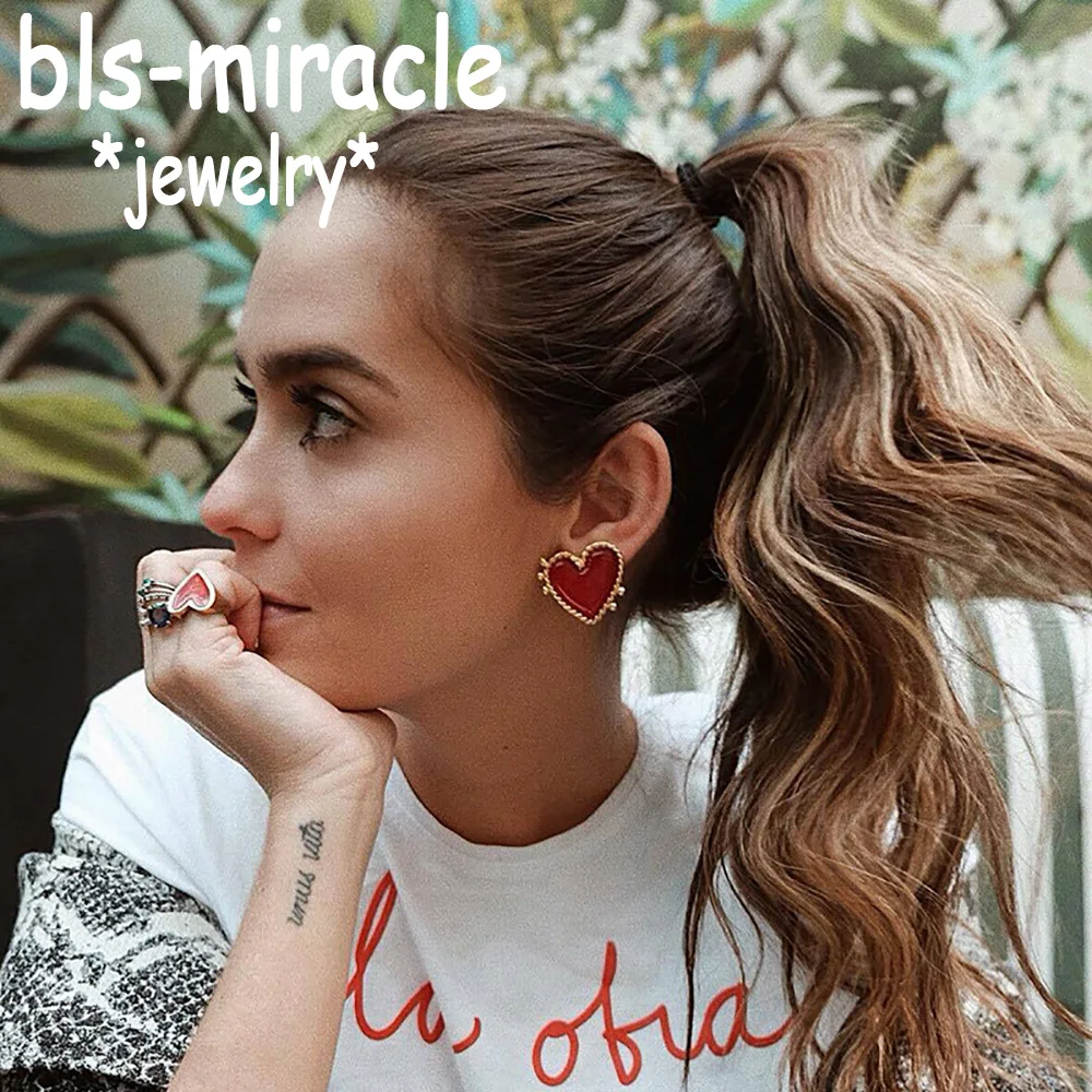 MAA-OE Bohemian Red Heart-shaped Drop Earrings For Women Gold Punk Dangle Earring Brincos Statement Jewelry Party Gift Ne'w | Украшения