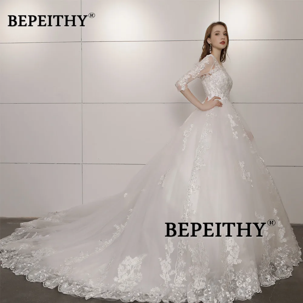 Vestido De Novia кружевное свадебное платье с рукавами три четверти 2021 старинные