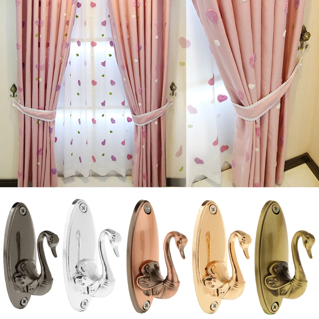 Pair Of Retro Black Metal Curtain Holdback Wall Tieback Hooks Hanger Holders | Дом и сад