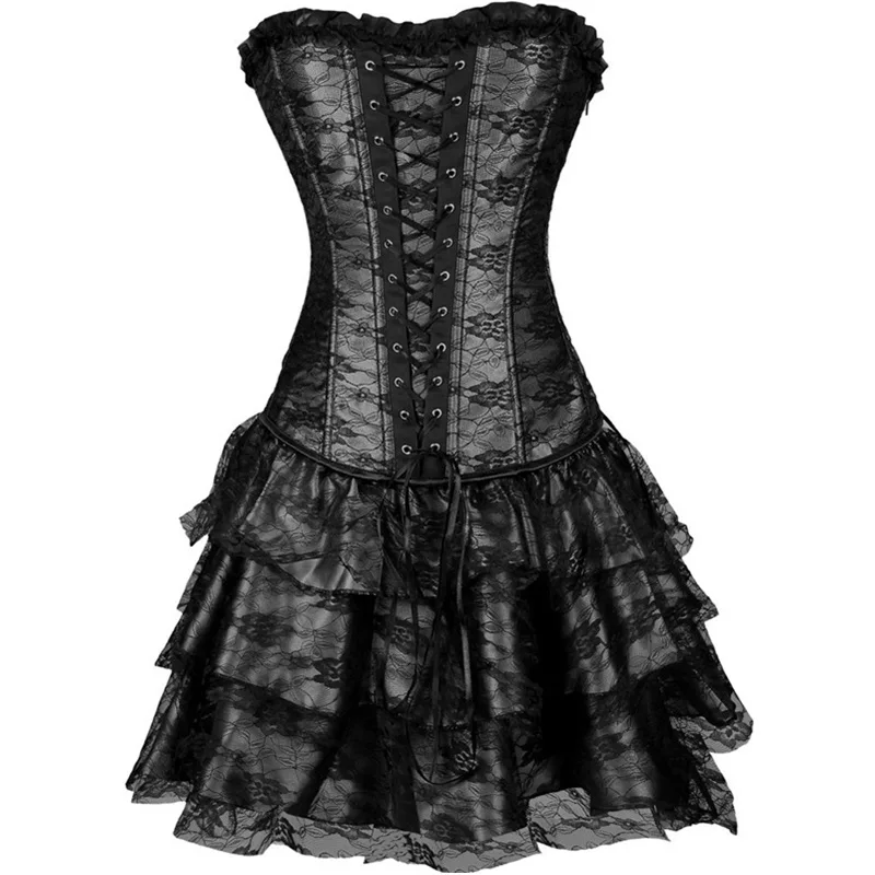 Lace Gothic Corsets Layered Lace Up Corsets There Pieces Outfit