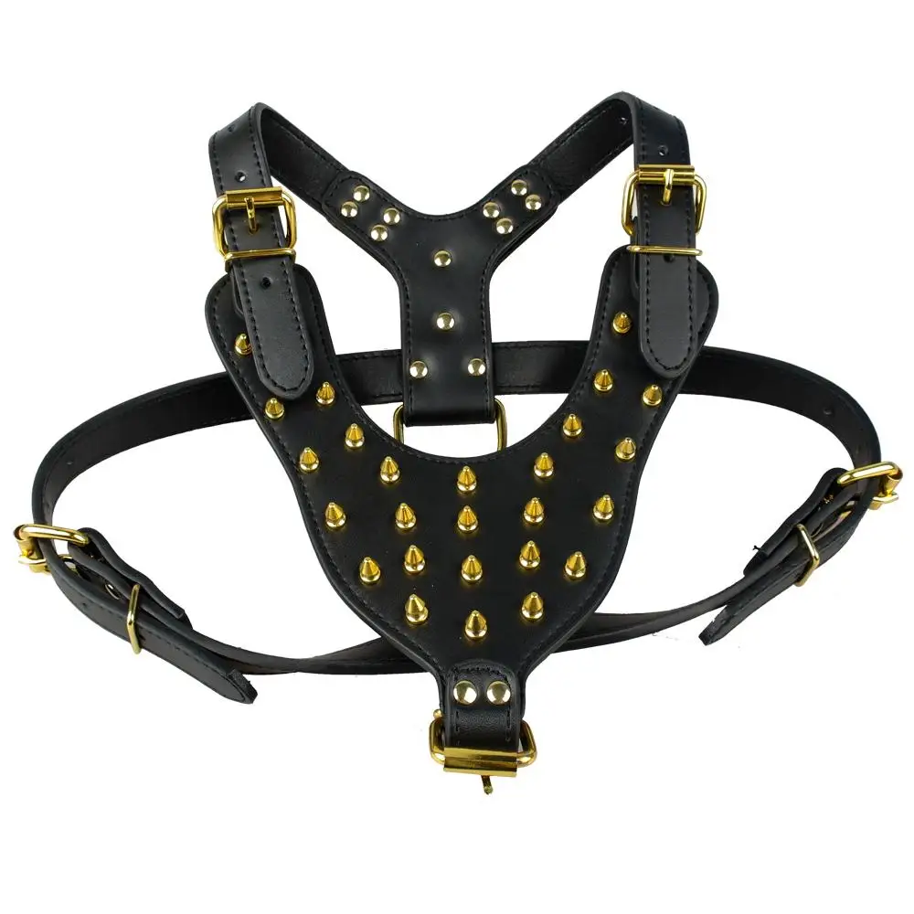 Поводок с золотыми шипами для больших собак|harness pet|setsset pot |