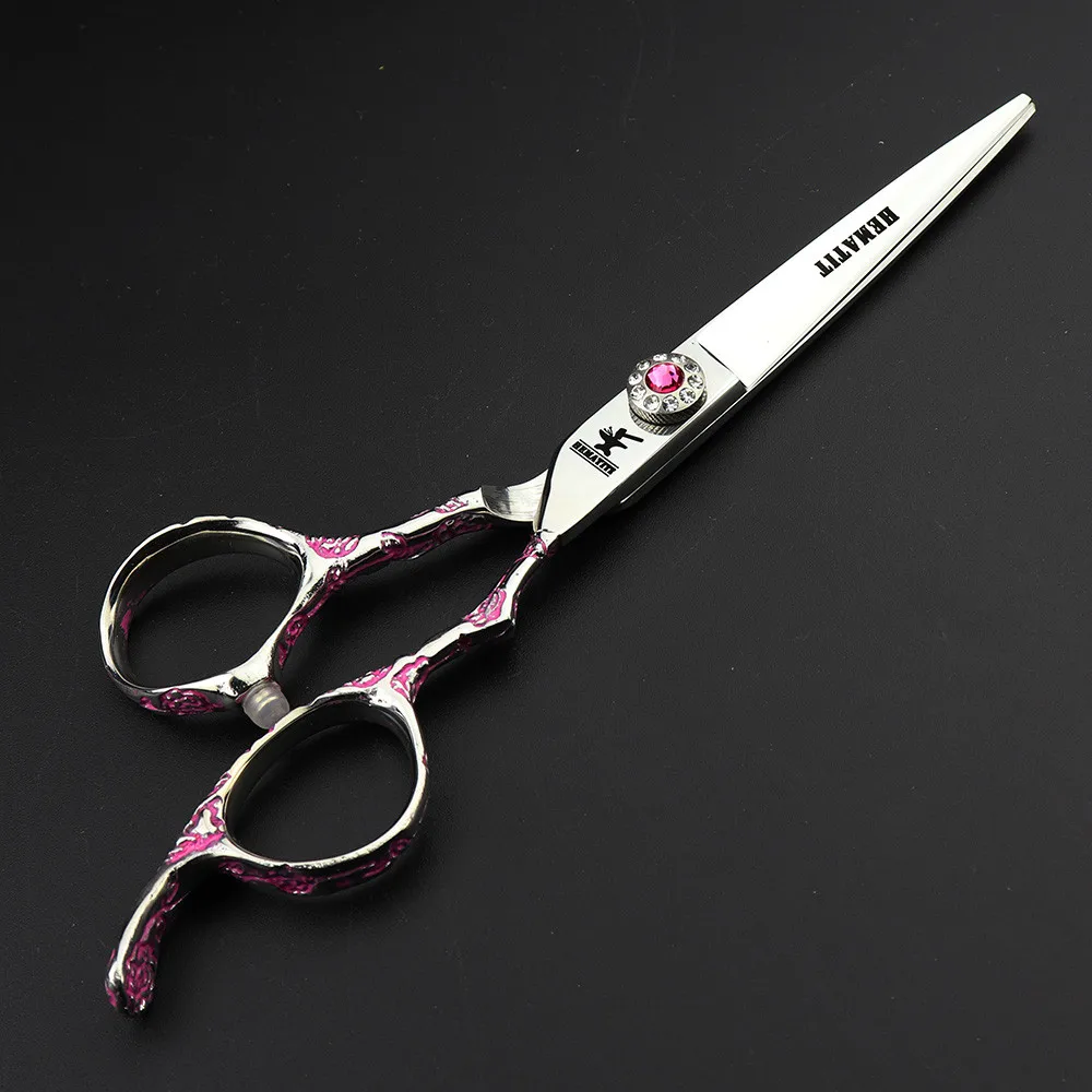 6 inch pink rose carving Japan 440C hairdressing scissors professional hairdresser cutting thinning | Красота и здоровье