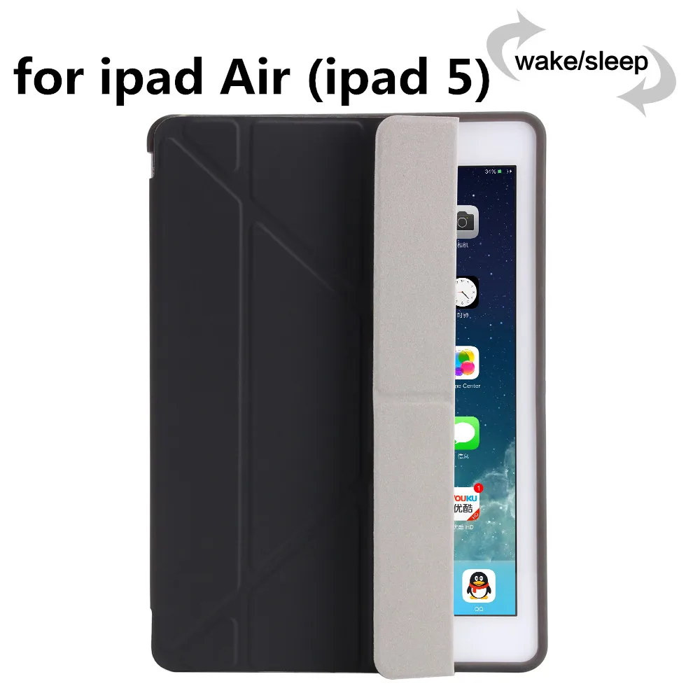 Black BX TPU YH 5 Чехол для ipad Air 1 2013 Release Cover A1474 A1475 A1476, ZAIWJ Smart Sleep Wake Up из искусственной кожи TPU мягкая задняя крышка - Цвет: Black BX TPU YH 5