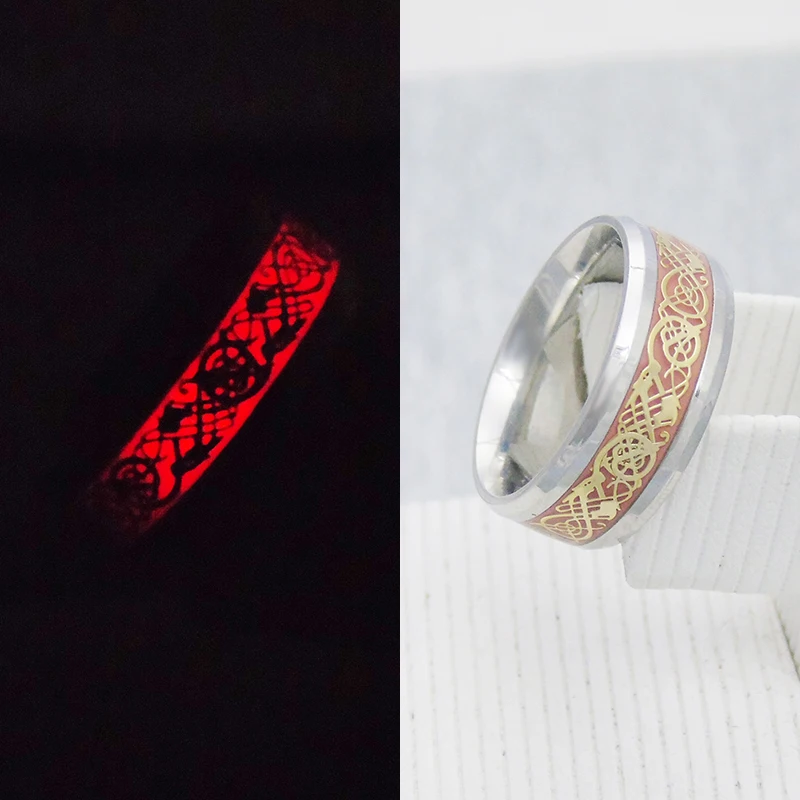 8 мм оригинальный световой кольцо светятся в темноте Дракон масонских крест