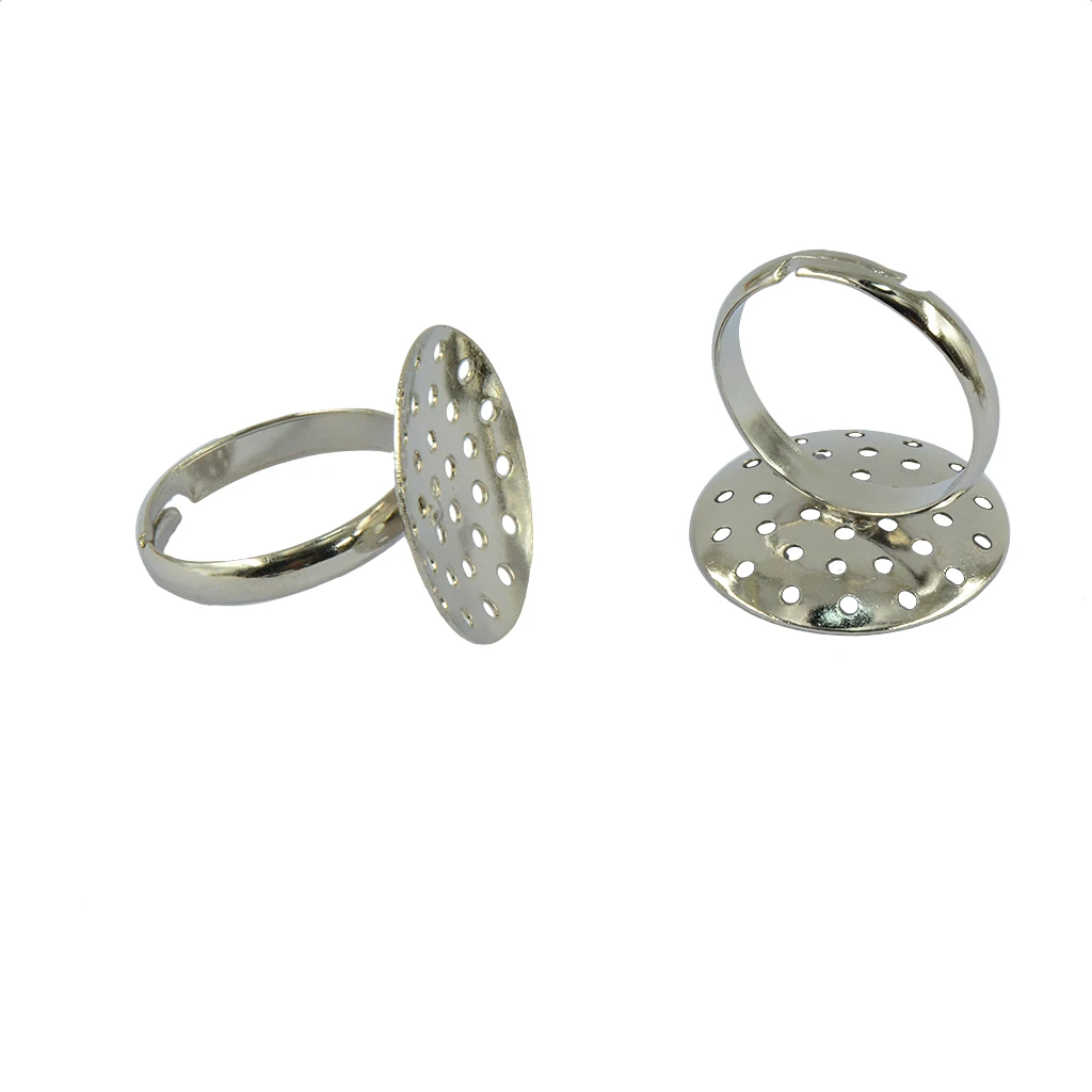 10Pieces Silver Color Plated Adjustable Ring Blanks sieve Base 20 mm Findings | Украшения и аксессуары