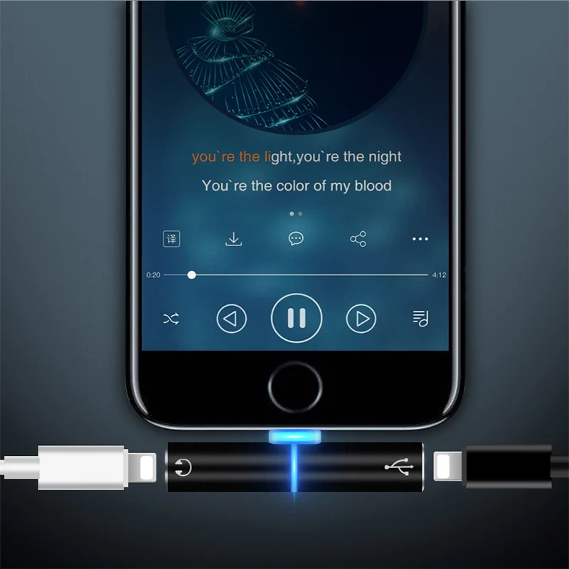 2 в 1 зарядки аудио адаптер для iphone 7 8 plus X iOS Зарядное устройство Adaptateur сплиттер