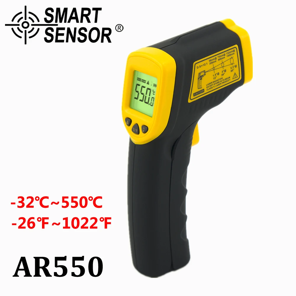 Бесконтактный ИК-цифровой инфракрасный термометр SmartSensor AR550-32 ~ 550C (-26 1022F) точечный